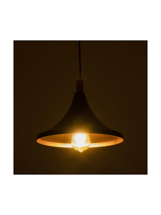 GloboStar Belfry Hängelampe Schwarz Glocke mit Fassung E27 29.5x29.5x90cm.