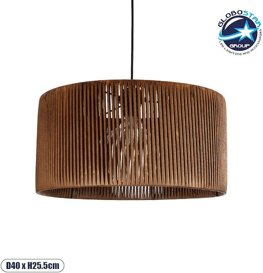 GloboStar Rattan Pendant Light Brown Boho with Socket E27 40x40x90cm