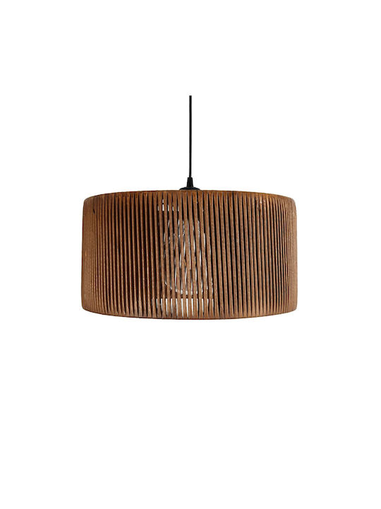 GloboStar Rattan Κρεμαστό Φωτιστικό Καφέ Boho με Ντουί E27 40x40x90εκ.