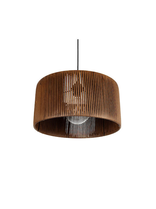 GloboStar Rattan Κρεμαστό Φωτιστικό Καφέ Boho με Ντουί E27 40x40x90εκ.