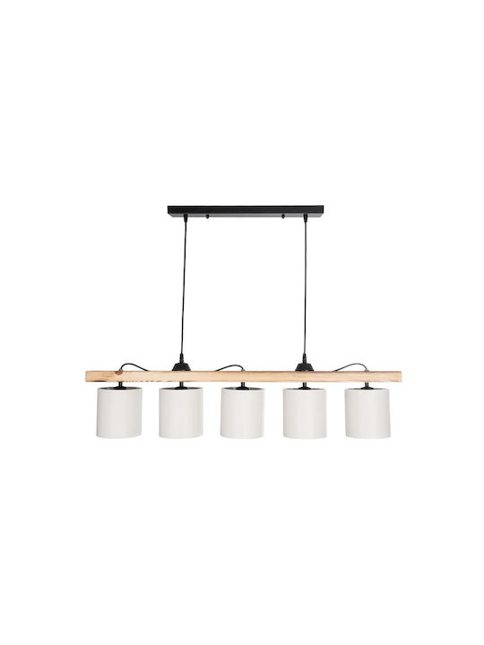 GloboStar Pendant Light White Rail for 5 Bulbs E27 100x15x73cm
