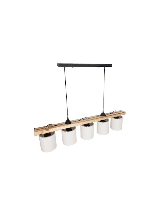 GloboStar Pendant Light White Rail for 5 Bulbs E27 100x15x73cm