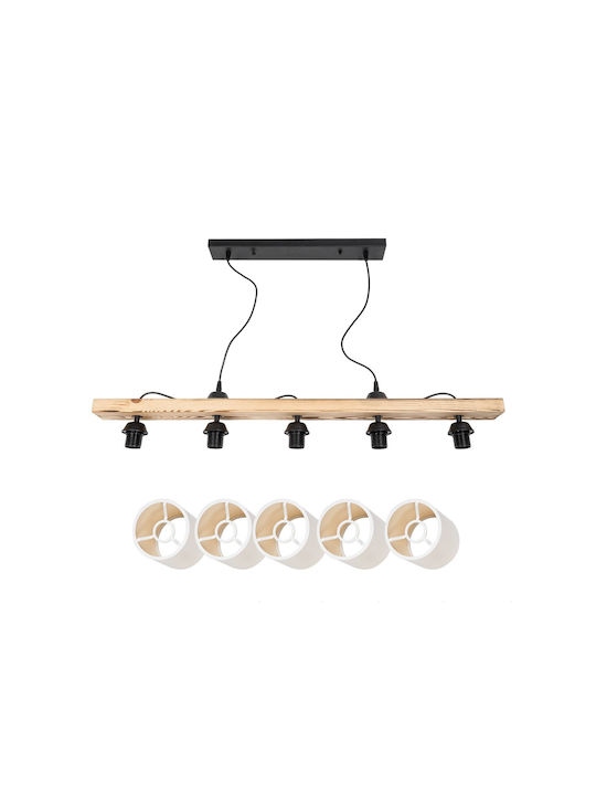 GloboStar Pendant Light White Rail for 5 Bulbs E27 100x15x73cm