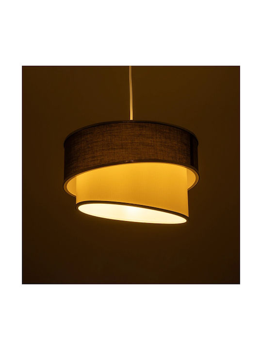 GloboStar Sonia Pendant Light Gray & White Fabric with Silver Detail with Socket E27 30x30x90cm