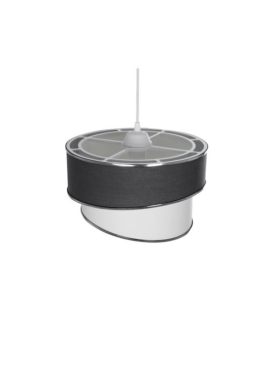 GloboStar Sonia Pendant Light Gray & White Fabric with Silver Detail with Socket E27 30x30x90cm