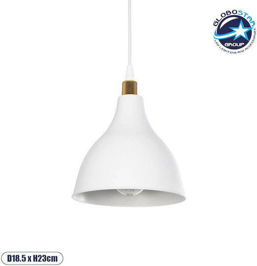 GloboStar Rade Hängelampe Weiß Glocke mit Fassung E27 17.5x17.5x56cm.
