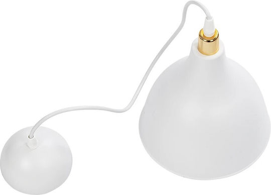 GloboStar Rade Hängelampe Weiß Glocke mit Fassung E27 17.5x17.5x56cm.