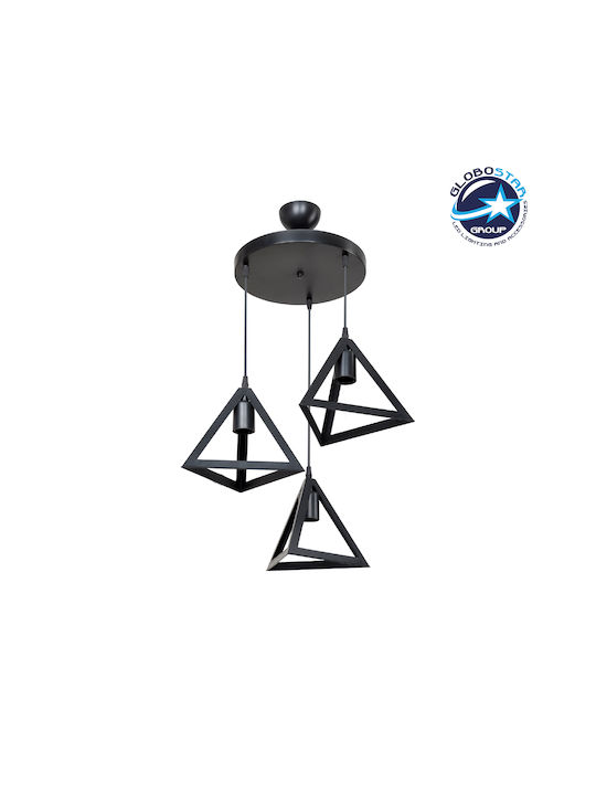 GloboStar Triangle Pendant Light Black with Socket E27 50x50x80cm