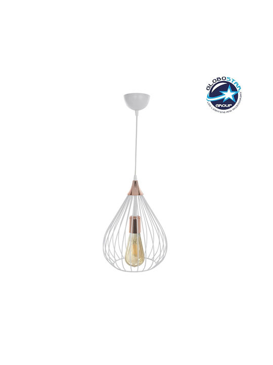 GloboStar Radiaro Hängelampe Weiß Raster mit Fassung E27 28x28x70cm.