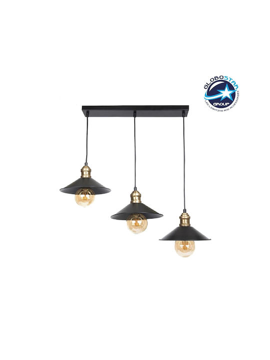 GloboStar Lucana Pendant Light Black Rail with Socket E27 50x25x75cm