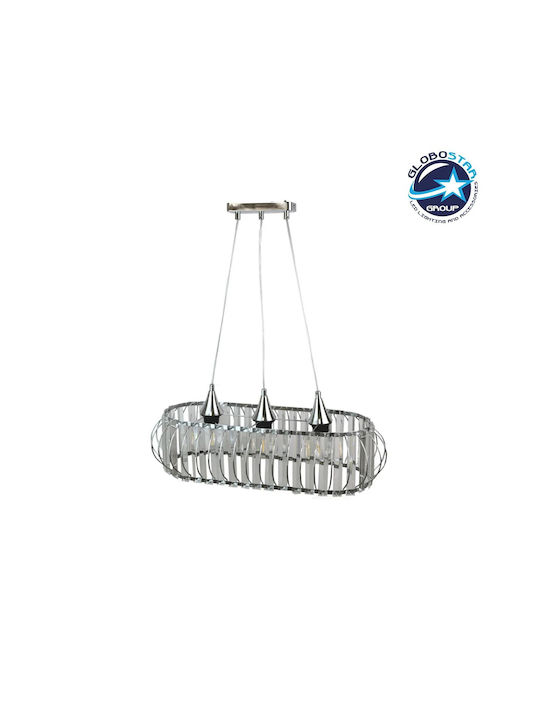 GloboStar Razia Pendant Light Silver with Crystals for Socket E27 60x40x70cm