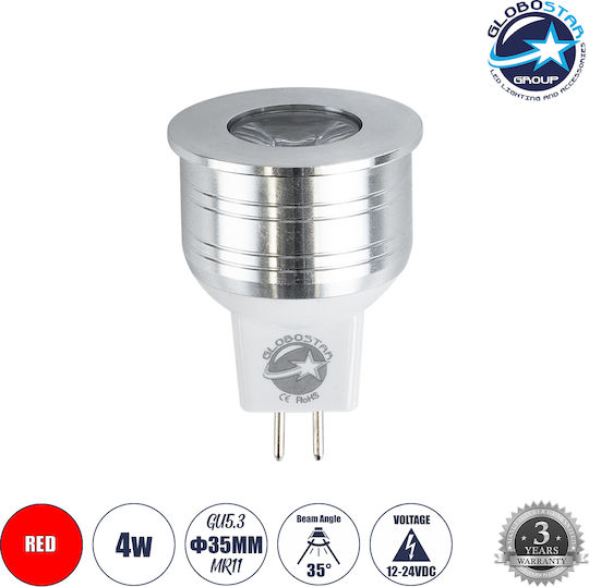 GloboStar LED Bulb 4W 39εκ. for Socket GU5.3 and Shape MR11 Red 240lm