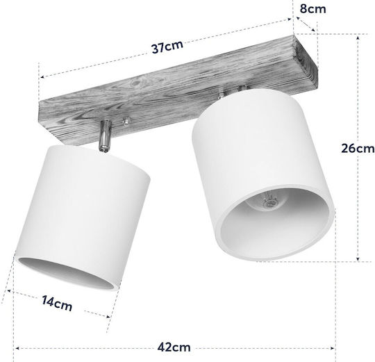 GloboStar Double Spot with Socket E27 in White Color