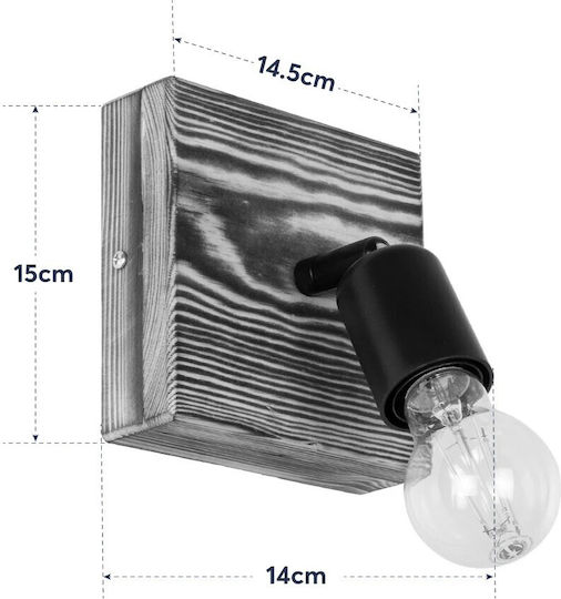 GloboStar Single Spot with Socket E27 in Black Color
