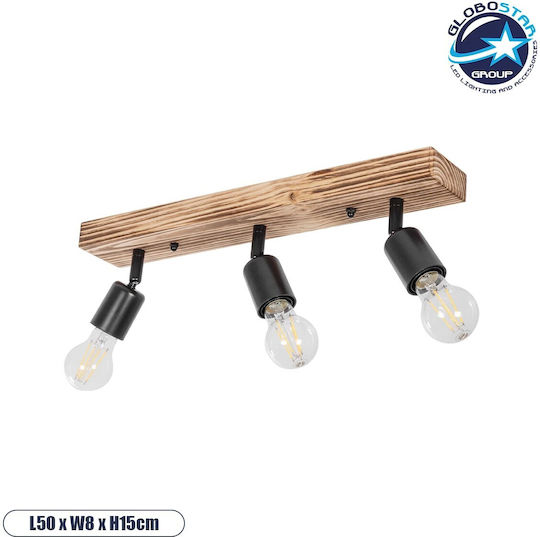 GloboStar Triplu Spot cu Soclu E27 în Culoare Negru