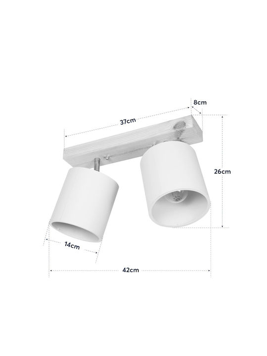 GloboStar Double Spot with Socket E27 in White Color
