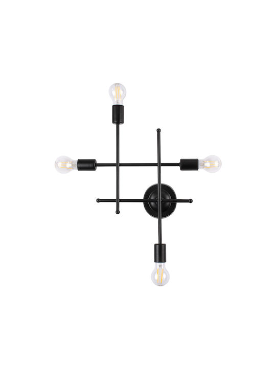 GloboStar Piping Vintage Lamp Wall with Socket E27 Black 40.5x52cm