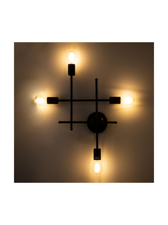 GloboStar Piping Vintage Lamp Wall with Socket E27 Black 40.5x52cm