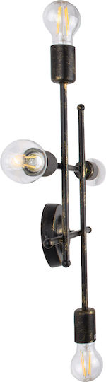 GloboStar Piping Industrial Wall Lamp with E27 Lamp Bulb Base Bronze 40.5x52x52cm