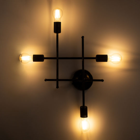 GloboStar Piping Industrial Wall Lamp with E27 Lamp Bulb Base Bronze 40.5x52x52cm