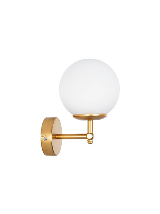 GloboStar Dalph Vintage Φωτιστικό Τοίχου με Ντουί E27 Χρυσό 15x18x24.5εκ.