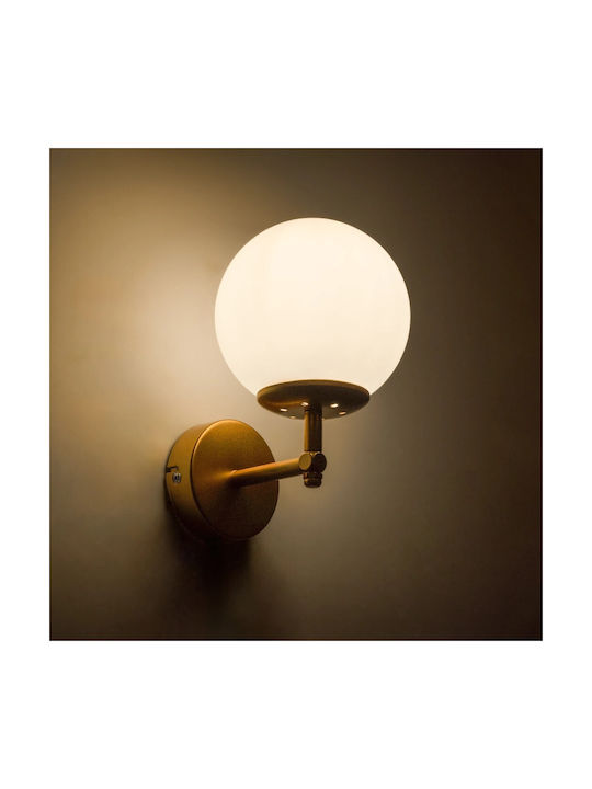 GloboStar Dalph Vintage Φωτιστικό Τοίχου με Ντουί E27 Χρυσό 15x18x24.5εκ.
