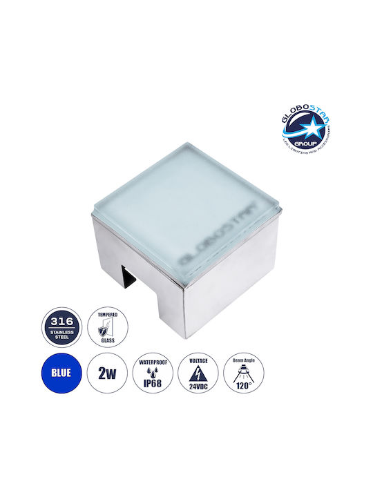 GloboStar LED Boden Spot 2W mit Blauem Licht IP68 Blau