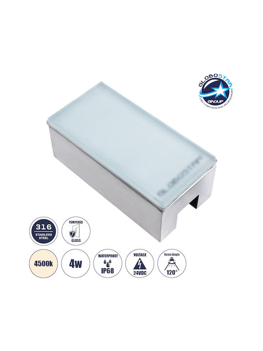 GloboStar Σποτ Δαπέδου LED 4W με Φυσικό Λευκό Φως IP68 Γκρι