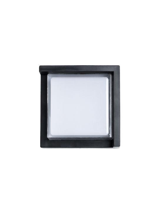 GloboStar Apex Square Wall-Mounted Outdoor Ceiling Lamp LED IP65 10W with Natural White Light 17x17x9cm