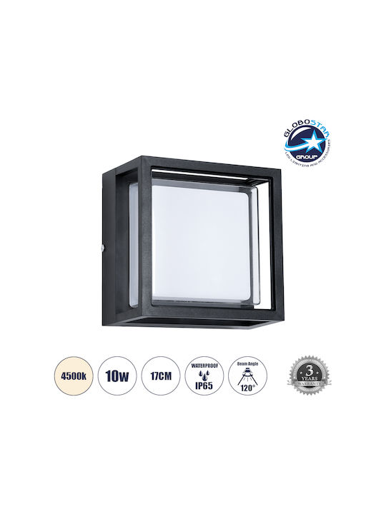 GloboStar Majestic Επιτοίχια Εξωτερική Πλαφονιέρα LED IP65 10W με Φυσικό Λευκό Φως 17x17x9εκ.