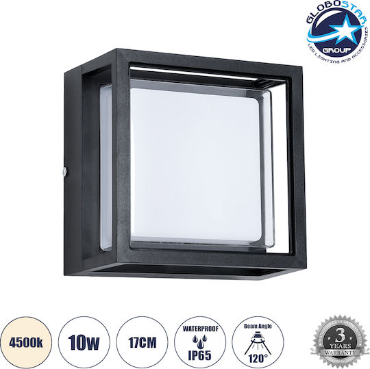 GloboStar Majestic Επιτοίχια Εξωτερική Πλαφονιέρα LED IP65 10W με Φυσικό Λευκό Φως 17x17x9εκ.