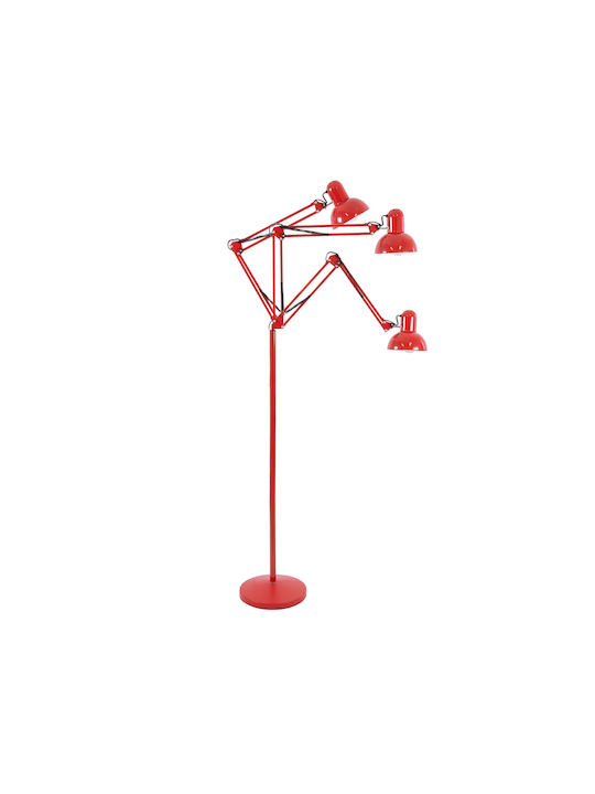 GloboStar Audrey Vintage Floor Lamp H190xW27.5cm. with Socket for Bulb E27 Red