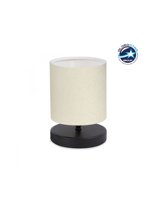 GloboStar Minnie Wood Table Lamp for Socket E14 with White Shade and Black Base