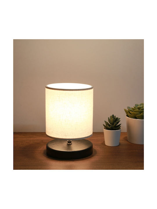 GloboStar Minnie Wood Table Lamp for Socket E14 with White Shade and Black Base