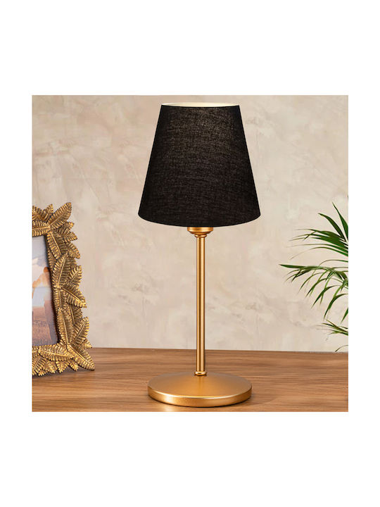 GloboStar Glossy Πλαστικό Πορτατίφ για Ντουί E14 με Μαύρο Καπέλο και Χρυσή Βάση