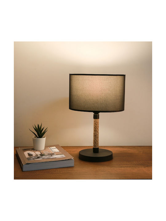 GloboStar Table Lamp from Rope for Socket E27 with Black Shade and Base