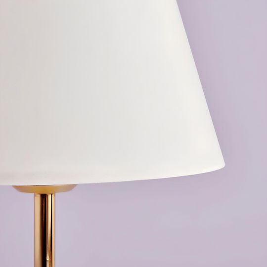 GloboStar Glossy Metal Table Lamp for Socket E27 with White Shade and Gold Base