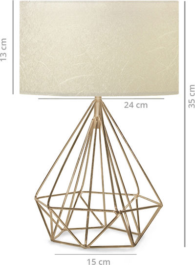GloboStar Diamond Metal Table Lamp for Socket E27 with Gold Shade and Base