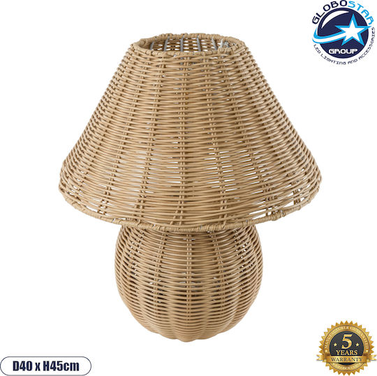 GloboStar Wood Table Lamp for Socket E27 with Beige Shade and Base