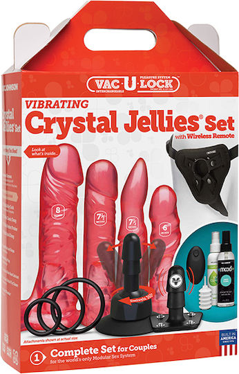 Doc Johnson Crystal Jellies Dildo Cu Ventuză Roșu
