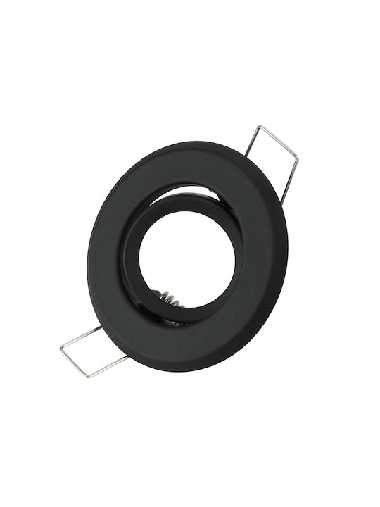 GloboStar Delta Round Metallic Frame for Spot GU5.3 Black 7x7cm. 1pcs