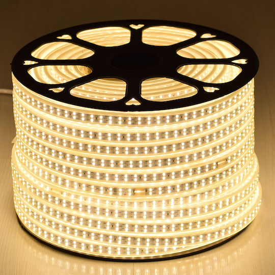 GloboStar Αδιάβροχη Ταινία LED 220V Θερμό Λευκό Φως 1m Τύπου SMD2835