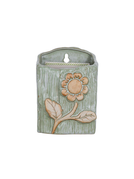 GloboStar Ceramic Green Flower Pot 13x13x17cm