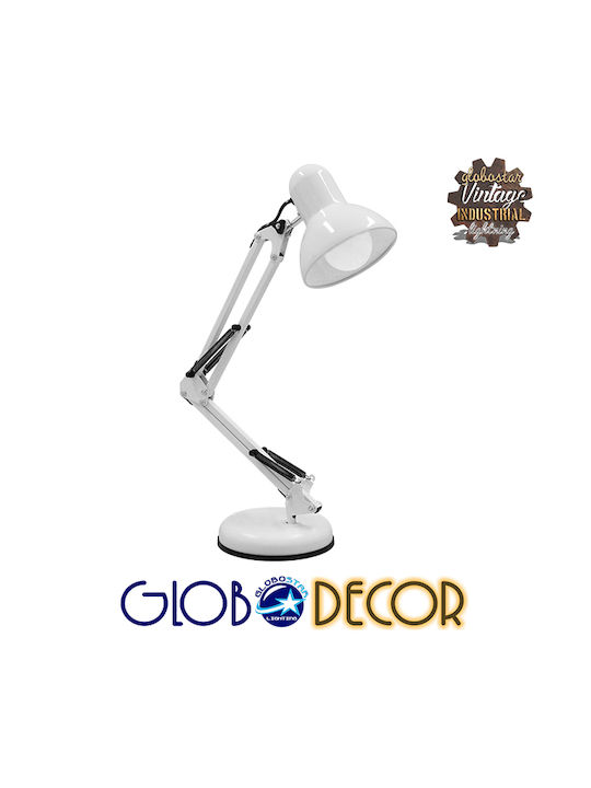 GloboStar Desk Φωτιστικό Γραφείου με Σπαστό Βραχίονα για Ντουί E27 σε Λευκό Χρώμα