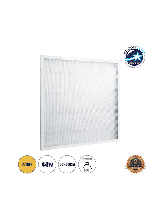 GloboStar Τετράγωνο Χωνευτό LED Panel 44W με Θερμό Λευκό Φως 2700K 60x60εκ.