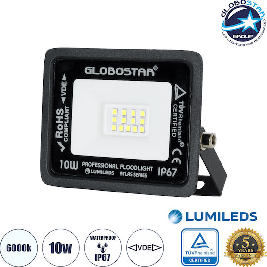 GloboStar Atlas Waterproof LED Floodlight 10W Cold White 6000K IP67