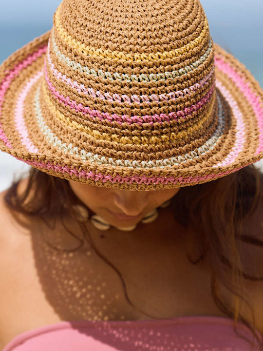 Roxy Candied Peacy Γυναικείο Ψάθινο Καπέλο Bucket Μπεζ