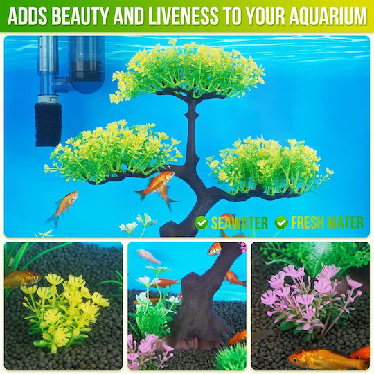 Gelbes künstliches Aquarium-Baum-Set Bunte Büsche
