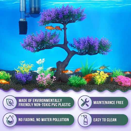Purple Artificial Aquarium Tree Set Colorful Bushes