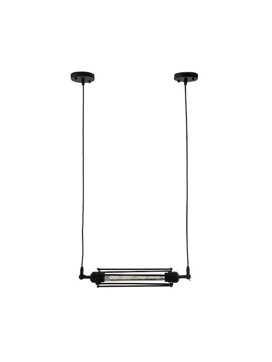 GloboStar Tube Κρεμαστό Φωτιστικό Μαύρο Ράγα με Ντουί E27 43x11εκ.